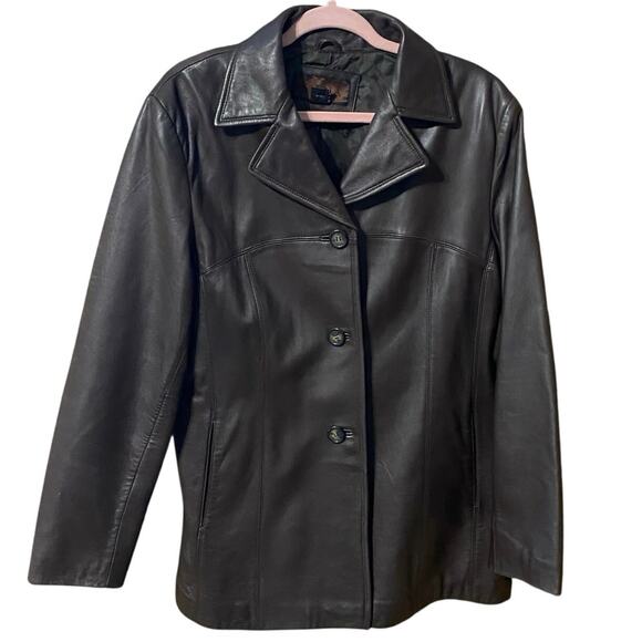 Siena Genuine Leather Jacket Chocolate Brown XL Button Front Mid-Length Coat - Picture 2 of 11